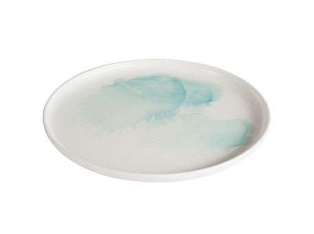 71330 - Plate Watercolor Style Porcelain Mint/White
