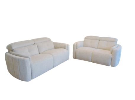 LEVEL - Beige fabric sofa with reclining fiction.