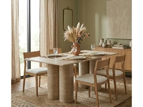 BRIDGET-Marble Dining Table Travertine Color