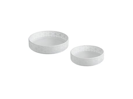 70261 - Set 2 Trays Round Metal White