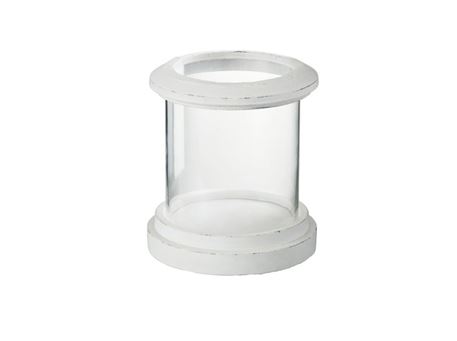 56024 - Hurricane Ceramic/Glass Mat White Candle Holder