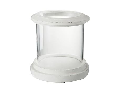 56025 - Hurricane Ceramic/Glass Mat White Candle Holder