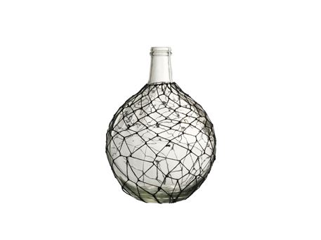 70332 - Vase Ball Net Glass/Rope Transparent/Black