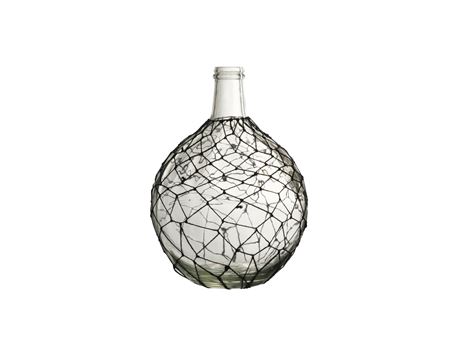 70332 - Vase Ball Net Glass/Rope Transparent/Black
