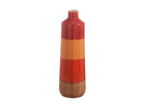 82636 - Vase Stripes Ceramic Red/Orange