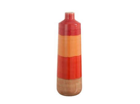 82637 - Vase Stripes Ceramic Red/Orange