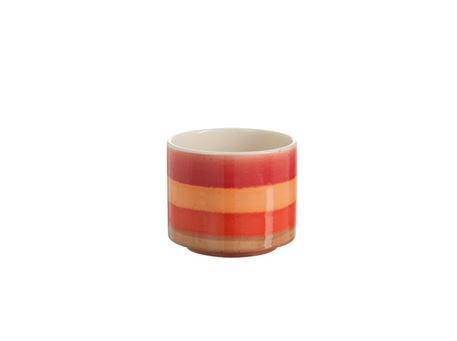 82632 - Cachepot Stripes Ceramic Red/Orange Medium